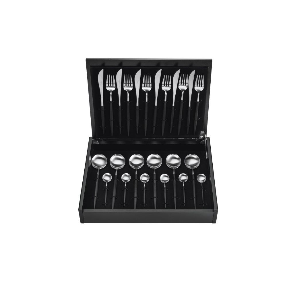 CUTLERY SET 24 PCS GOA W/BLACK HANDLE - ASA SELECTION - Compralo en CorinneRegalos.com
