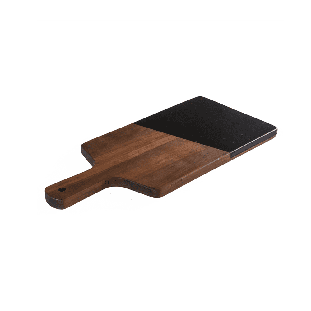 SIENNA ACACIA WOOD & BLACK SLATE CHEESE PADDLE BOARDR - TORRE & TAGUS - Compralo en CorinneRegalos.com