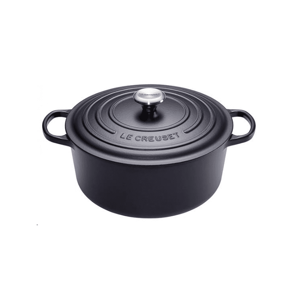 ROUND CASSEROLE/OVEN 20 CM MATTE BLACK SS KNOB - LE CREUSET FRANCE - Compralo en CorinneRegalos.com