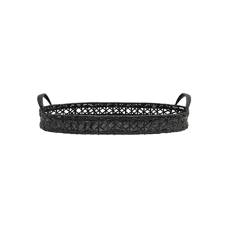 32-1/2L RATTAN TRAY W HANDLE,BLACK - CREATIVE COOP - Compralo en CorinneRegalos.com