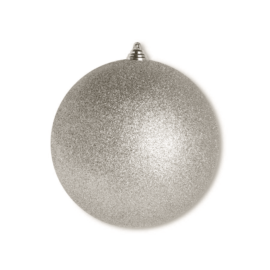 7.5 INCH CHAMPAGNE GLITTERED SHATTERPROOF ROUND ORNAMENT - K&K INTERIORS - Compralo en CorinneRegalos.com