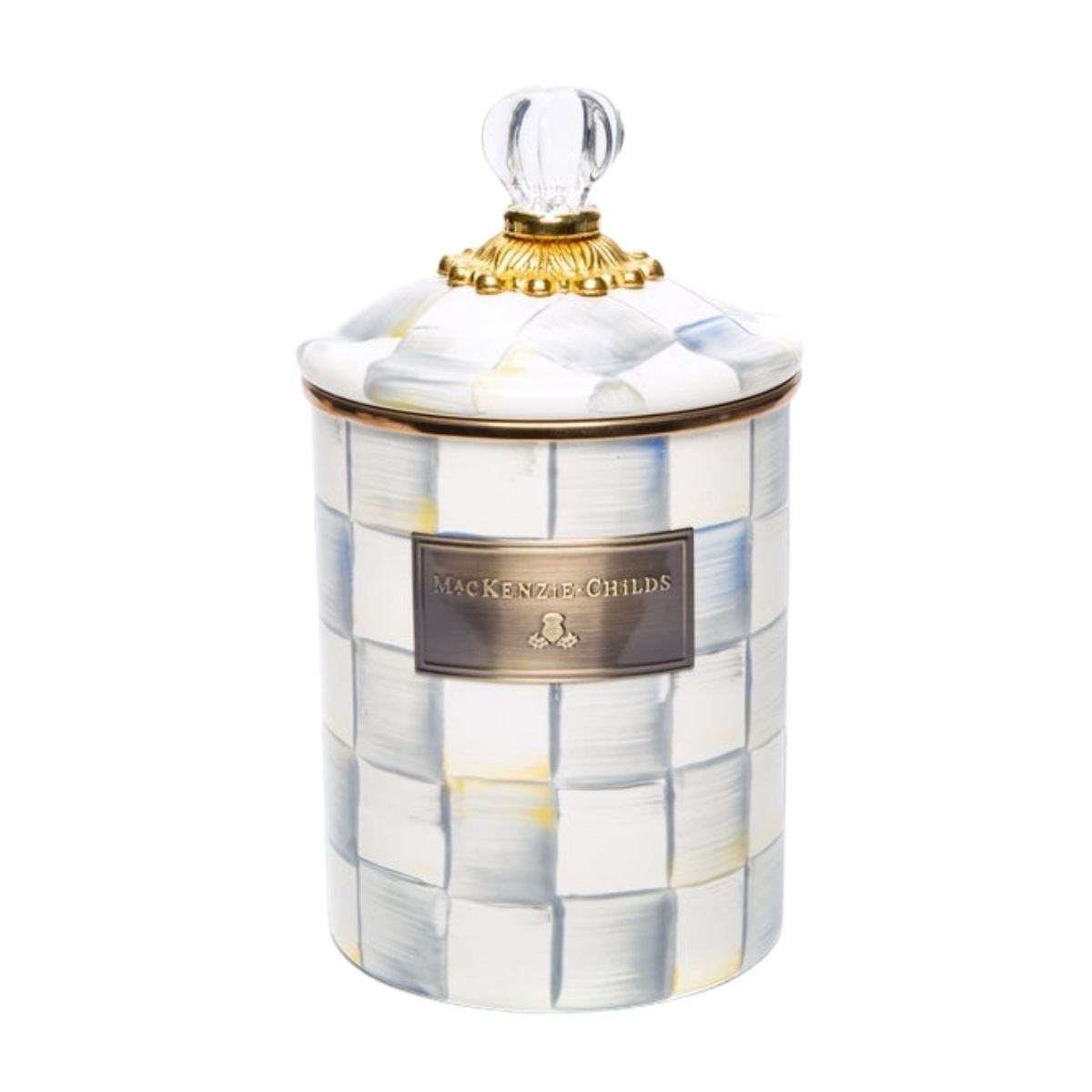 STERLING CHECK MEDIUM CANISTER - MACKENZIE-CHILDS - Compralo en CorinneRegalos.com