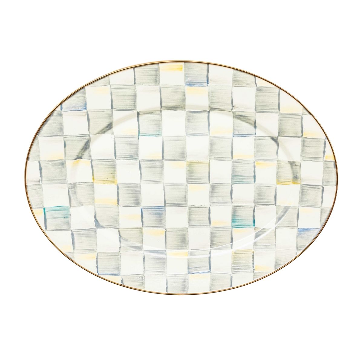 STERLING CHECK MEDIUM OVAL PLATTER - MACKENZIE-CHILDS - Compralo en CorinneRegalos.com