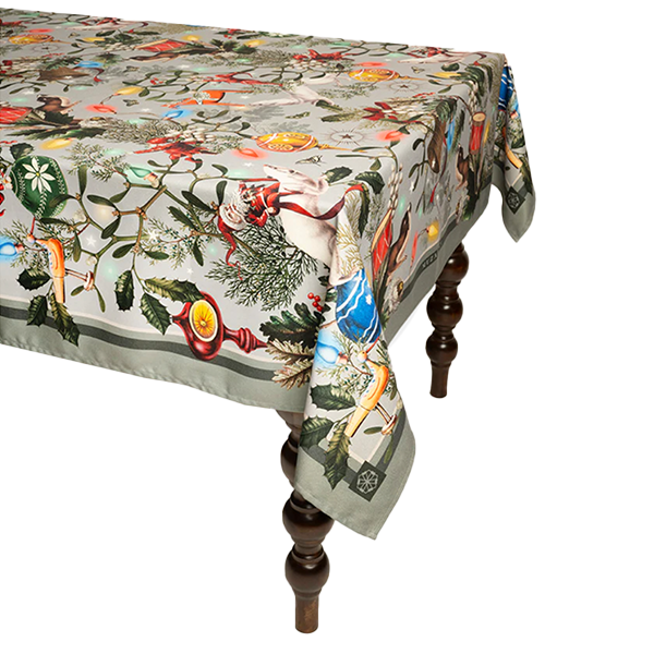 TABLECLOTH SANTAS ATELIER GREEN 150CM X 250CM / 59IN X 98 4IN - MUZALUCI - Compralo en CorinneRegalos.com
