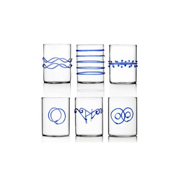 DECO BLUE 6 PCS SHOT ASSORTED - ICHENDORF - Compralo en CorinneRegalos.com