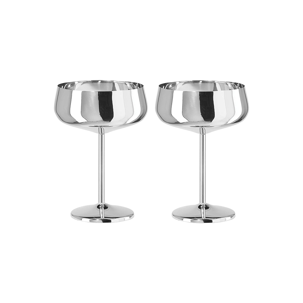 SET OF 2 STAINLESS STEEL COUPE COCKTAIL GOBLETS 16 OZ - OGGI - Compralo en CorinneRegalos.com