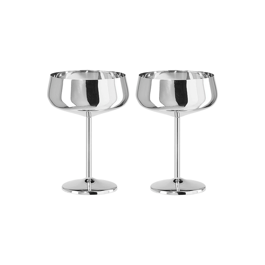 SET OF 2 STAINLESS STEEL COUPE COCKTAIL GOBLETS 16 OZ - OGGI - Compralo en CorinneRegalos.com