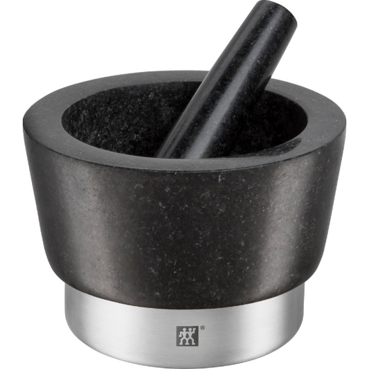 MORTAR WITH PESTLE 15 CM ROUND BLACK GRANITE - ZWILLING - Compralo en CorinneRegalos.com