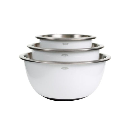 OXO GG 3 PIECE STAINLESS STEEL INSULATED MIXING BOWL SET - WHITE - OXO - Compralo en CorinneRegalos.com