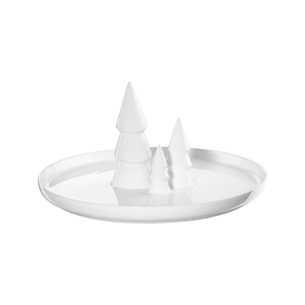 PLATE WITH FIR TREES WHITE D. 30 CM H. 2 CM - ASA SELECTION - Compralo en CorinneRegalos.com