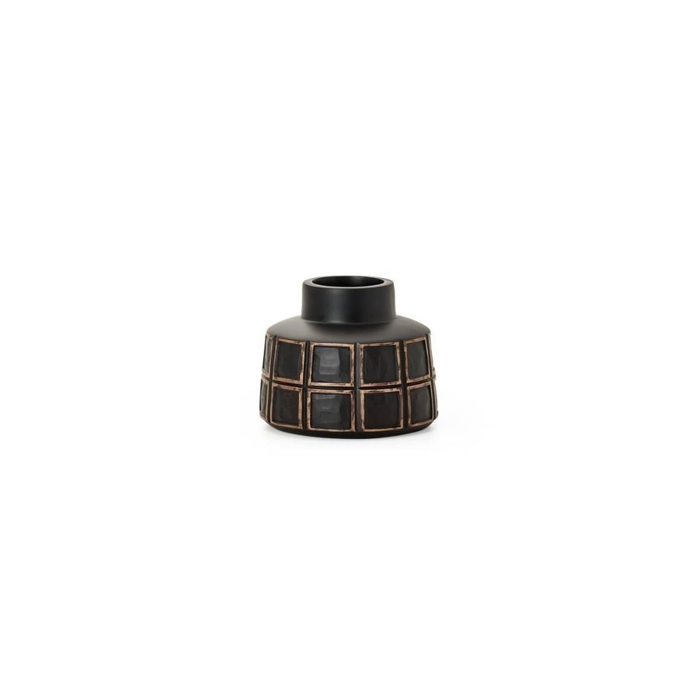 ATTICA SQUARE GRID RESIN 7.5 BOTTLE VASE BROWN - TORRE & TAGUS - Compralo en CorinneRegalos.com