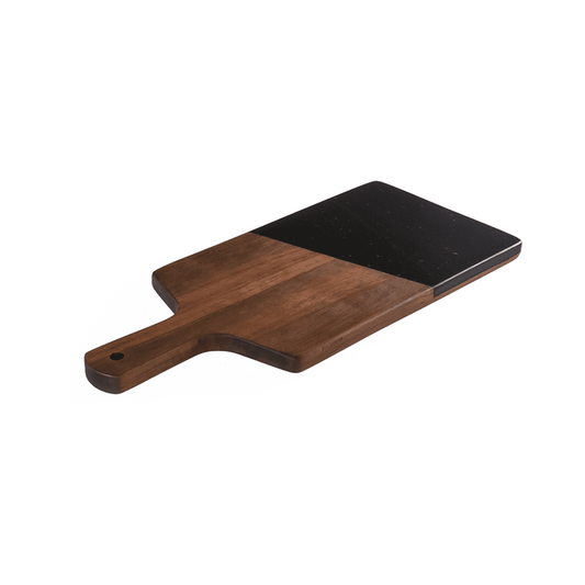 SIENNA ACACIA WOOD & BLACK SLATE CHEESE PADDLE BOARDR - TORRE & TAGUS - Compralo en CorinneRegalos.com