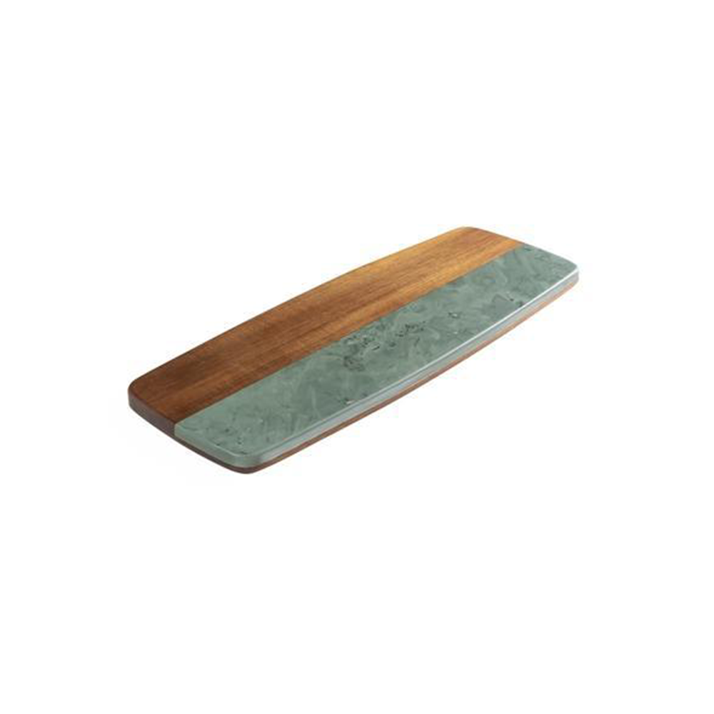 SIENNA ACACIA WOOD & GREEN SLATE CURVED 19 CHEESE BOARDR - TORRE & TAGUS - Compralo en CorinneRegalos.com