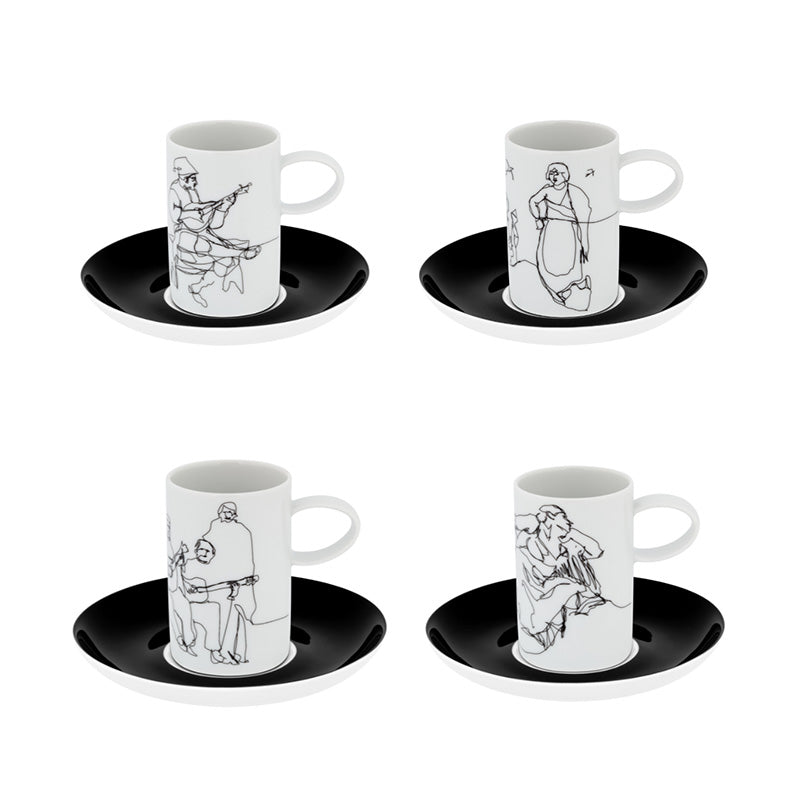 JUEGO 4 TAZAS CAFÉ C/ PLATILLO O FADO - VISTA ALEGRE - Compralo en CorinneRegalos.com