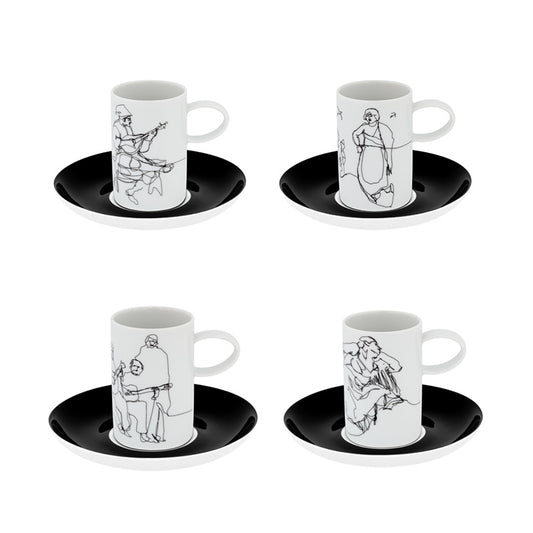 JUEGO 4 TAZAS CAFÉ C/ PLATILLO O FADO - VISTA ALEGRE - Compralo en CorinneRegalos.com