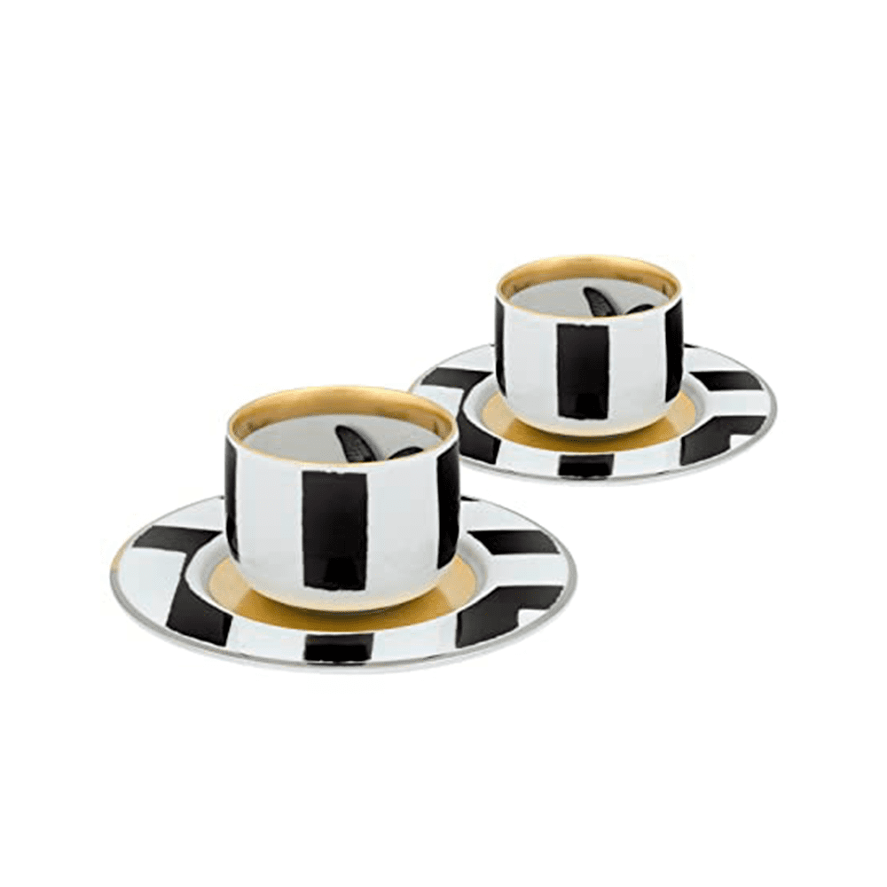 JUEGO DE 2 TAZAS Y PLATILLO CON DECORACION SOL Y SOMBRAH 49 MM L 126 MM - VISTA ALEGRE - Compralo en CorinneRegalos.com