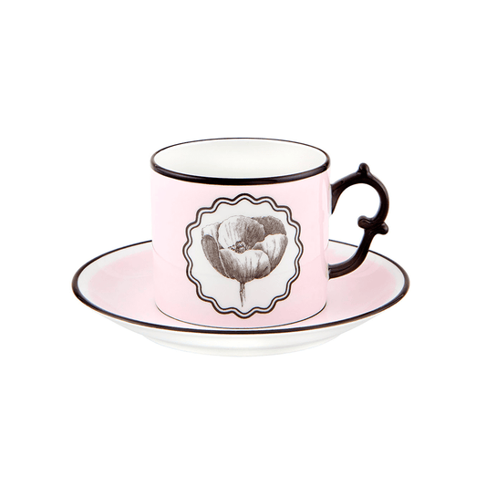 TAZA DE TE Y PLATILLO ROSA CON DECORACION HERBARIAEH 67 MM L 149 MM - VISTA ALEGRE - Compralo en CorinneRegalos.com