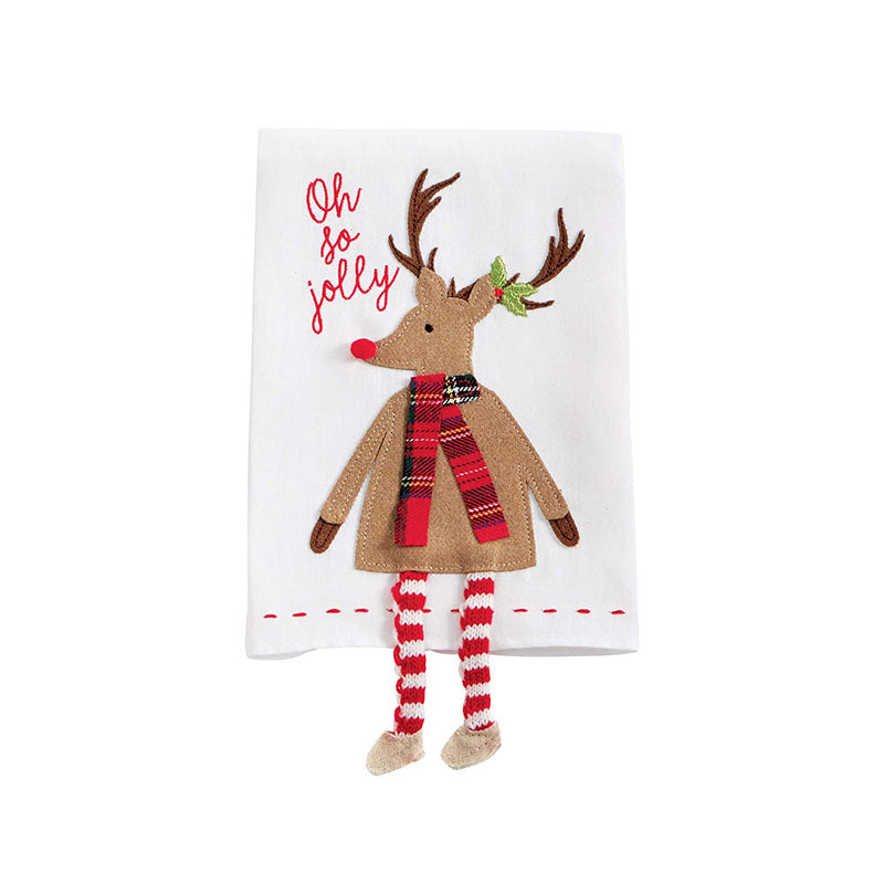 REINDEER DANGLE LEG TOWEL - MUD PIE - Compralo en CorinneRegalos.com