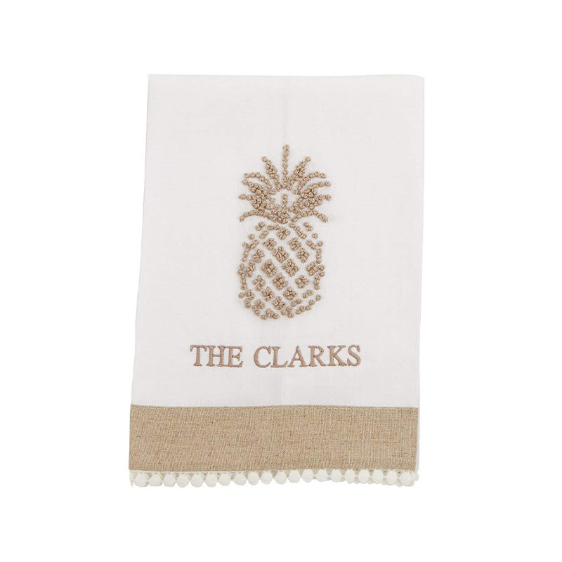 WHITE PINEAPPLE TOWEL - MUD PIE - Compralo en CorinneRegalos.com