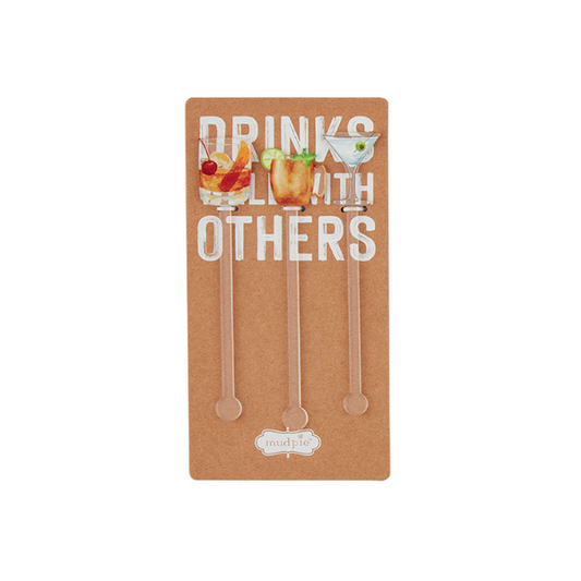 COCKTAIL STIRRER SET DRINKS WELL WITH OTHERS - MUD PIE - Compralo en CorinneRegalos.com
