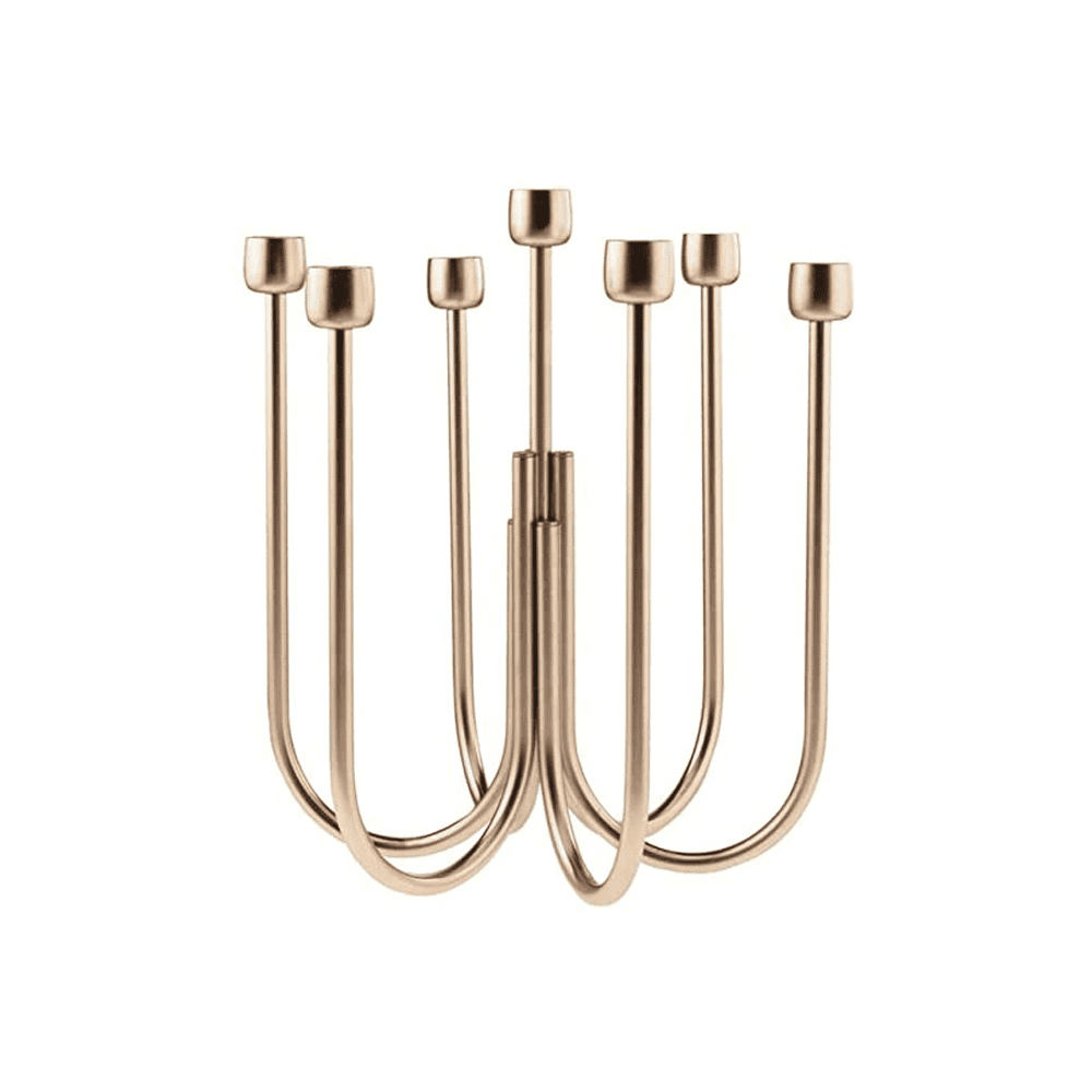 KYMA HI-TECH STAINLESS STEEL CANDELABRA 7 CANDLES 25CM. H.30 - SAMBONET - Compralo en CorinneRegalos.com