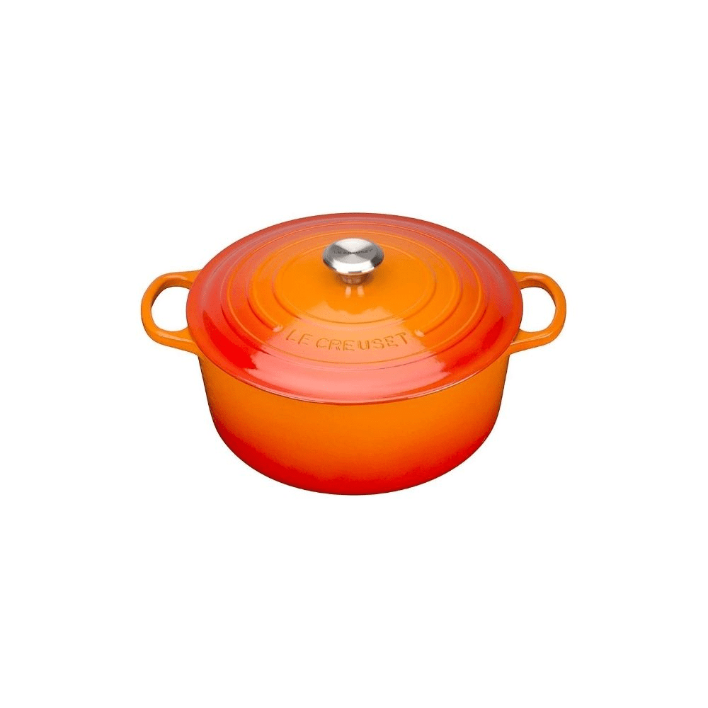 ROUND CASSEROLE/OVEN 20 CM FLAME SS KNOB - LE CREUSET FRANCE - Compralo en CorinneRegalos.com