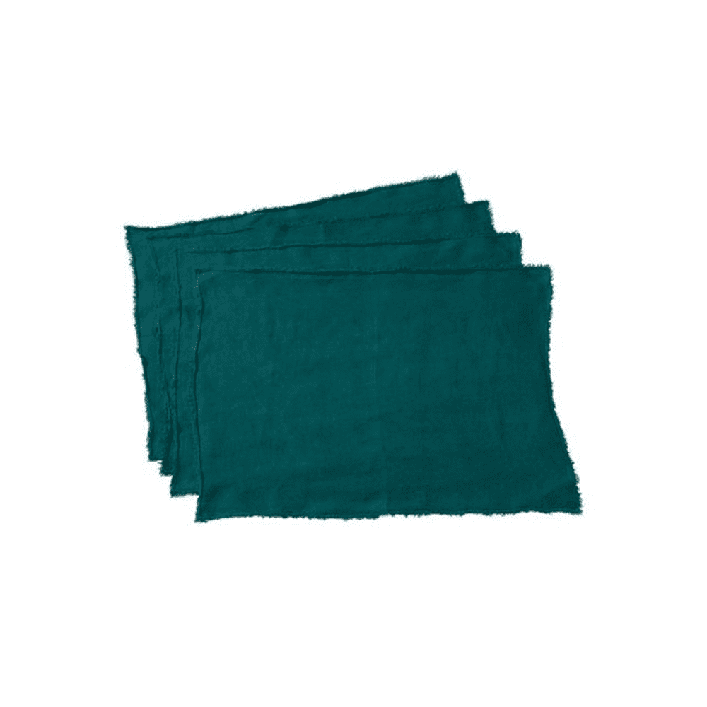 FRINGED DESIGN STONE WASHED PLACEMAT 100% LINEN - SARO - Compralo en CorinneRegalos.com