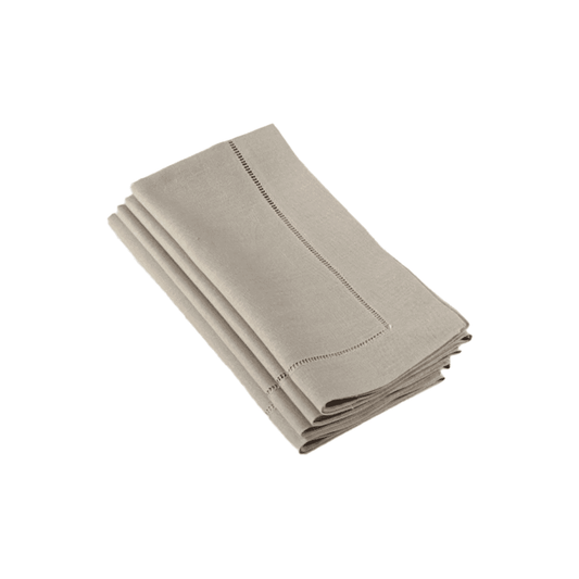 HEMSTITCHED DINNER NAPKIN 55% LINEN - 45% COTTON TAUPE 20 - SARO - Compralo en CorinneRegalos.com