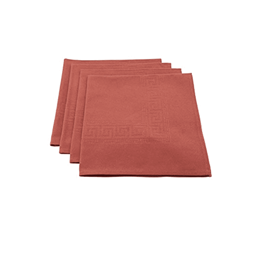 GREEK KEY DESIGN DAMASK NAPKIN 100% COTTON BRICK 21 - SARO - Compralo en CorinneRegalos.com