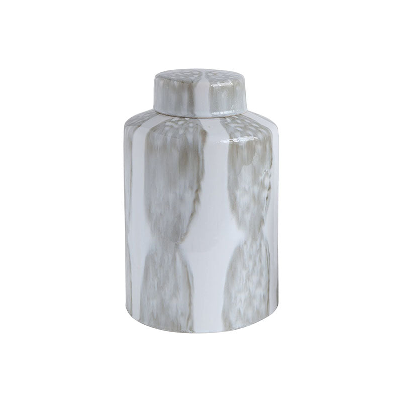 8-1/2RNDX 13-1/4H DECORATIVE STONEWARE GINGER JAR, GREY - BLOOMINGVILLE - Compralo en CorinneRegalos.com