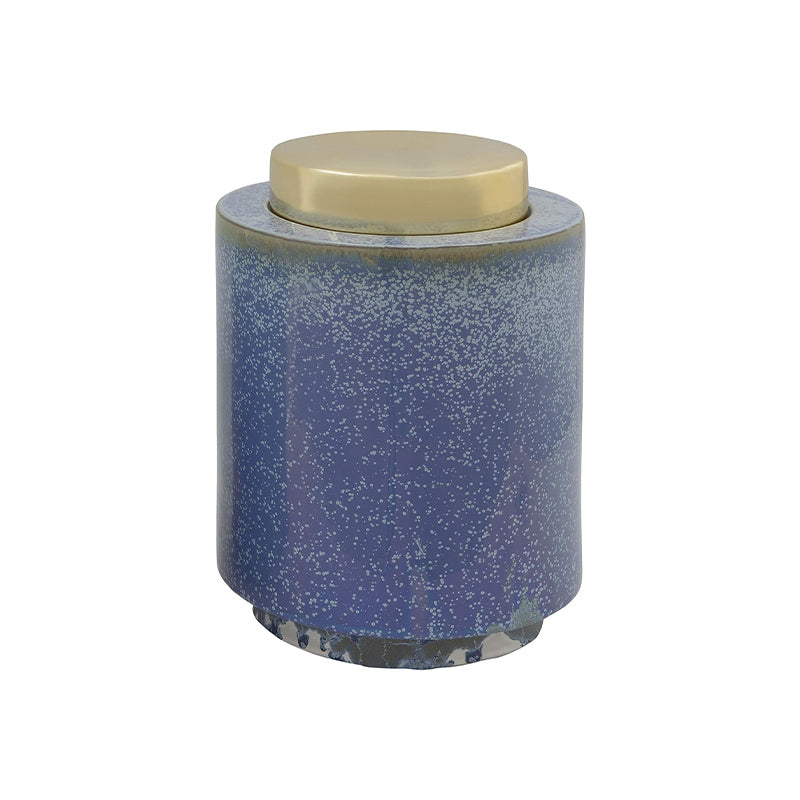 14H DECORATIVE STONEWARE JAR W LID, REACTIVE GLAZE, BLUE - BLOOMINGVILLE - Compralo en CorinneRegalos.com