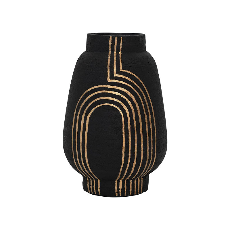 7-1/4RND X 11-3/4HTERRACOTTA VASE W/ GOLD ACCENT - BLOOMINGVILLE - Compralo en CorinneRegalos.com