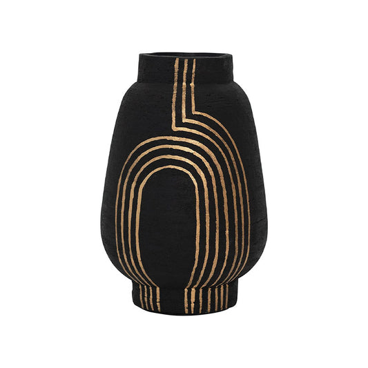 7-1/4RND X 11-3/4HTERRACOTTA VASE W/ GOLD ACCENT - BLOOMINGVILLE - Compralo en CorinneRegalos.com
