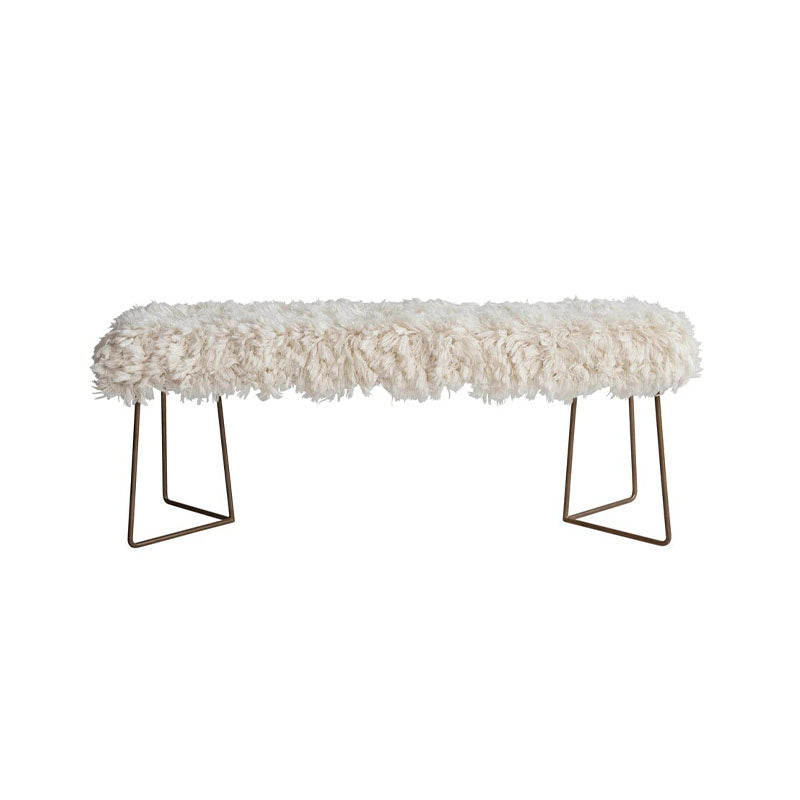 48L X 19H METAL BENCH W WOOL UPHOLSTERY - BLOOMINGVILLE - Compralo en CorinneRegalos.com