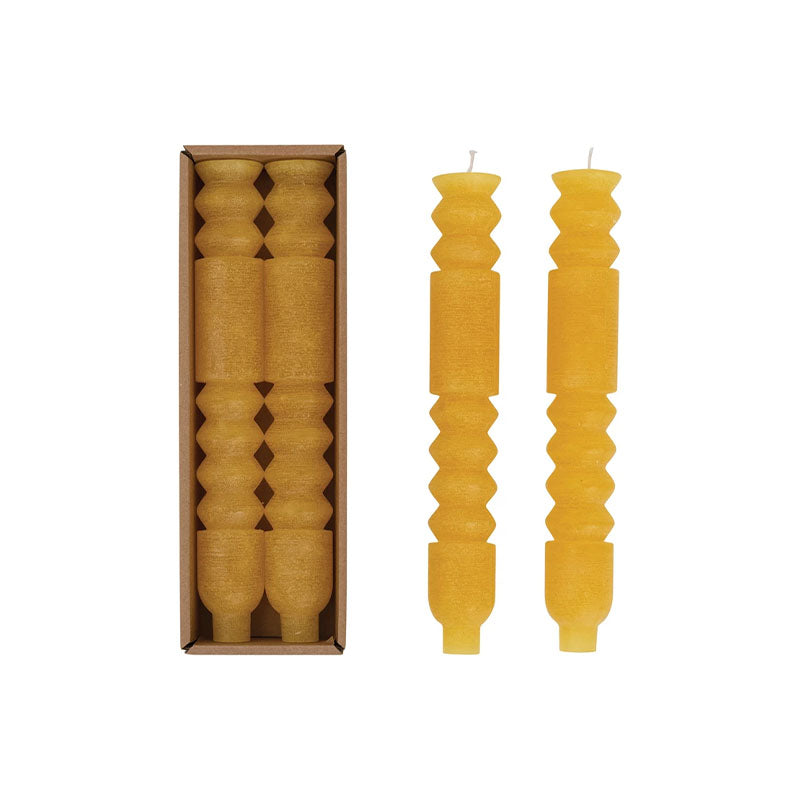 S/2 10H UNSCENTED TOTEMTAPER CANDLES IN BOX, HONEY - CREATIVE COOP - Compralo en CorinneRegalos.com
