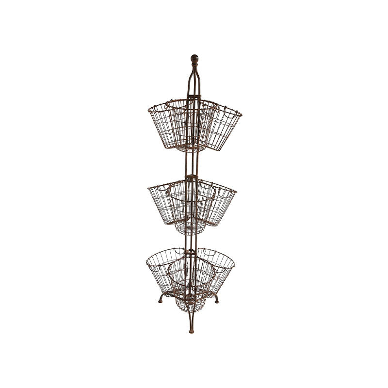 68H METAL STAND W/ 9 WIREBASKETS, RUST FINISH - CREATIVE COOP - Compralo en CorinneRegalos.com