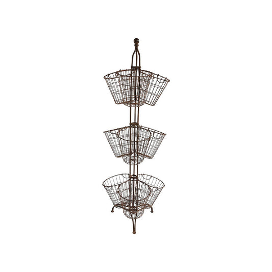 68H METAL STAND W/ 9 WIREBASKETS, RUST FINISH - CREATIVE COOP - Compralo en CorinneRegalos.com