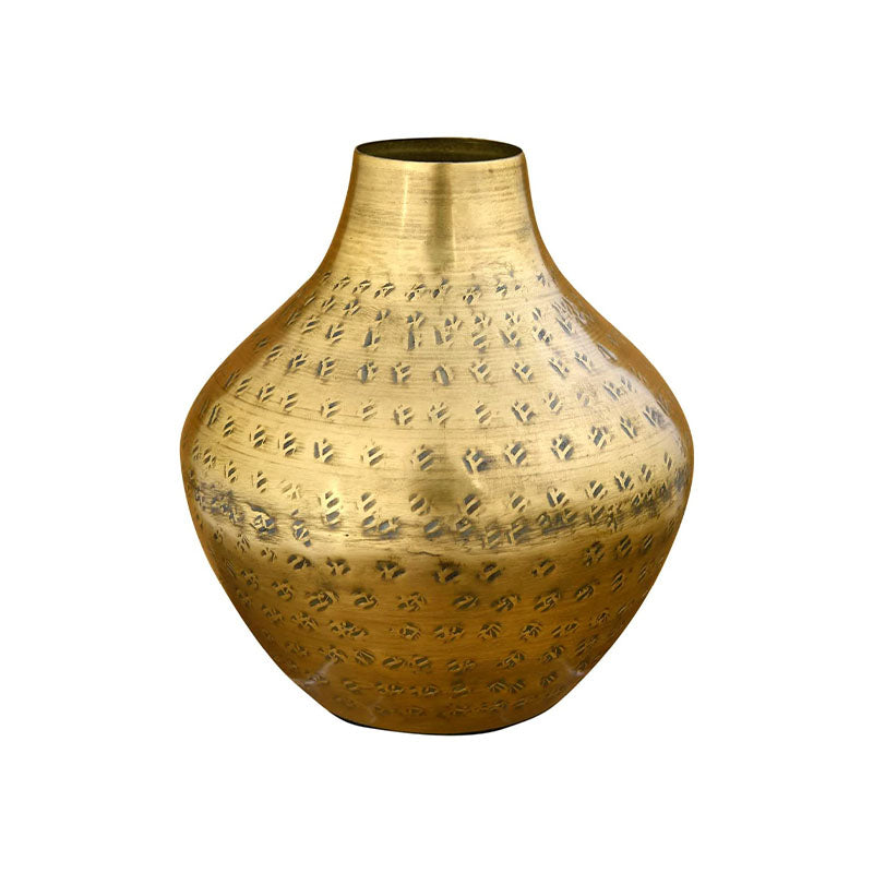 5-1/2RND X 5-3/4H METAL VASEANTIQUE GOLD - CREATIVE COOP - Compralo en CorinneRegalos.com