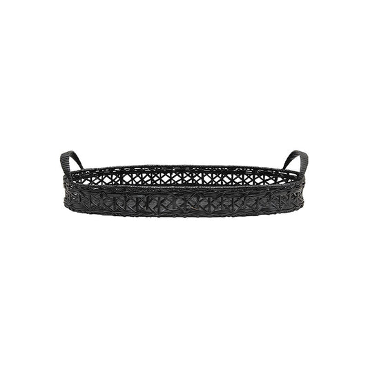 32-1/2L RATTAN TRAY W HANDLE,BLACK - CREATIVE COOP - Compralo en CorinneRegalos.com