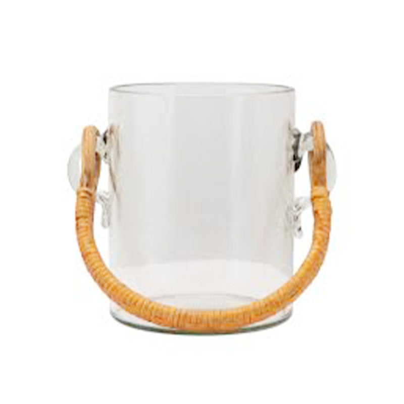 11L X 9H GLASS ICE BUCKET W BAMBOO WRAPPED HANDLE - CREATIVE COOP - Compralo en CorinneRegalos.com