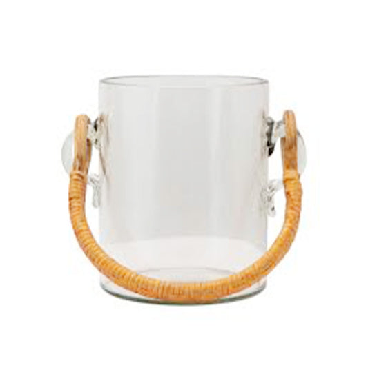 11L X 9H GLASS ICE BUCKET W BAMBOO WRAPPED HANDLE - CREATIVE COOP - Compralo en CorinneRegalos.com