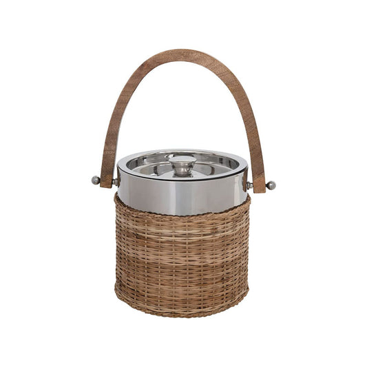 9-1/2L X 7-1/2H METAL ICEBUCKET W MANGO WOOD HANDLE - CREATIVE COOP - Compralo en CorinneRegalos.com