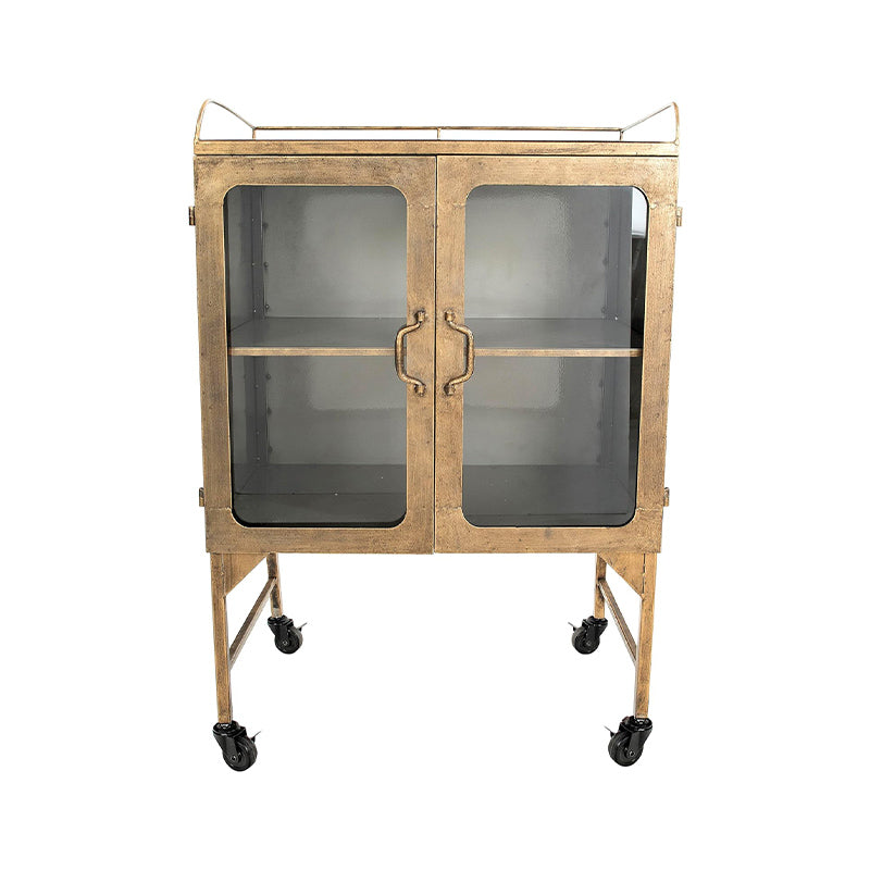 35L X 36H METAL BAR CART W GLASS SHELF - CREATIVE COOP - Compralo en CorinneRegalos.com