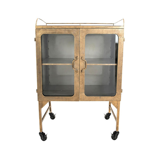 35L X 36H METAL BAR CART W GLASS SHELF - CREATIVE COOP - Compralo en CorinneRegalos.com