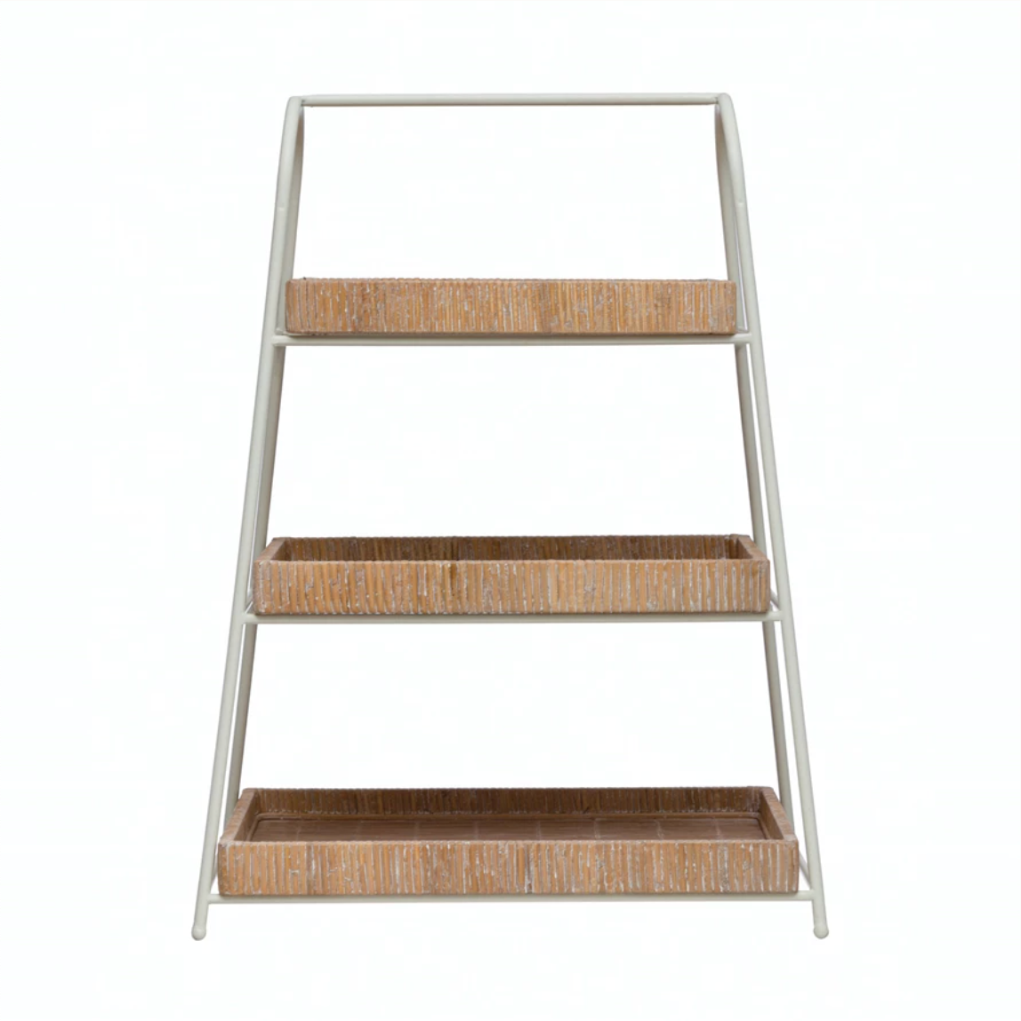 19L X 26H DECORATIVE METAL,WOOD & BAMBOO 3-TIER TRAY - CREATIVE COOP - Compralo en CorinneRegalos.com