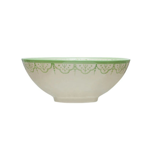 7-1/4 ROUND X 2-3/4H HAND-PAINTED STONEWARE BOWL - CREATIVE COOP - Compralo en CorinneRegalos.com
