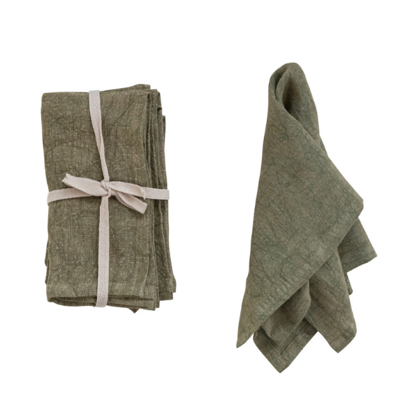 "S/4 18"" Sq. Stonewashed Linen" - CREATIVE COOP - Compralo en CorinneRegalos.com
