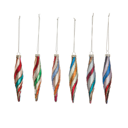 7H GLASS ORNAMENT W STRIPES & - CREATIVE COOP - Compralo en CorinneRegalos.com