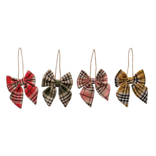 4-3/4H PLAID FABRIC BOW - CREATIVE COOP - Compralo en CorinneRegalos.com