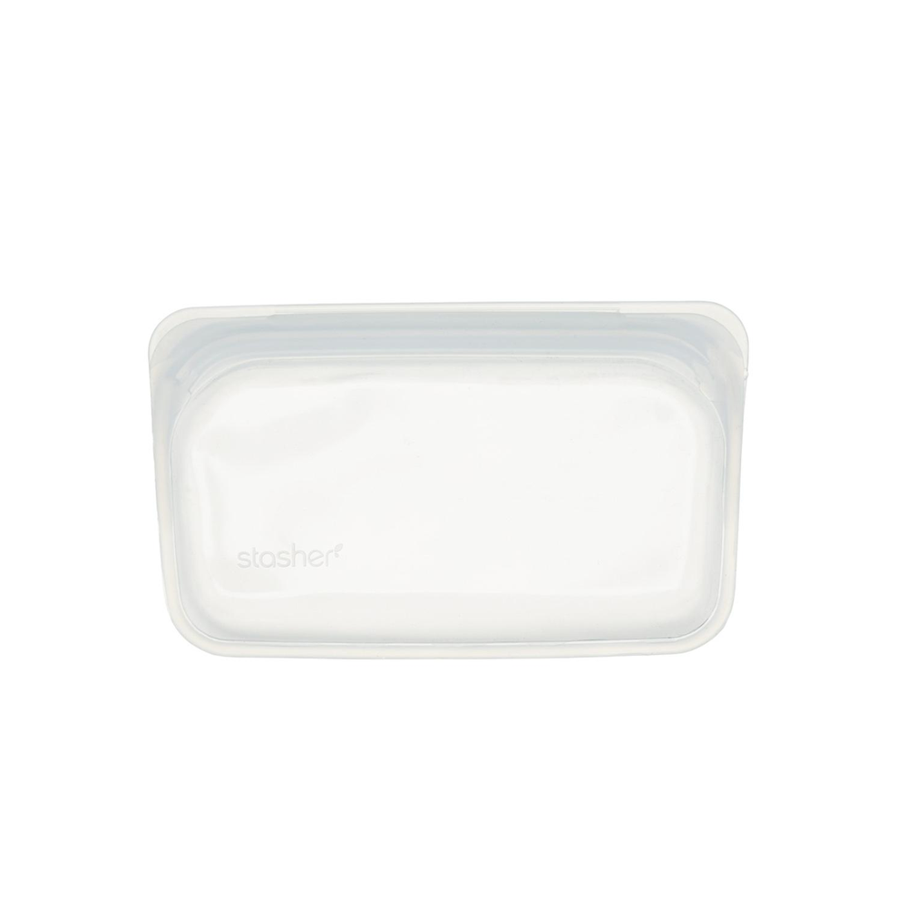 SMALL REUSABLE SILICON BAG FOR SNACK CLEAR - QUIENES SOMOS, S.A. / STASHER - Compralo en CorinneRegalos.com